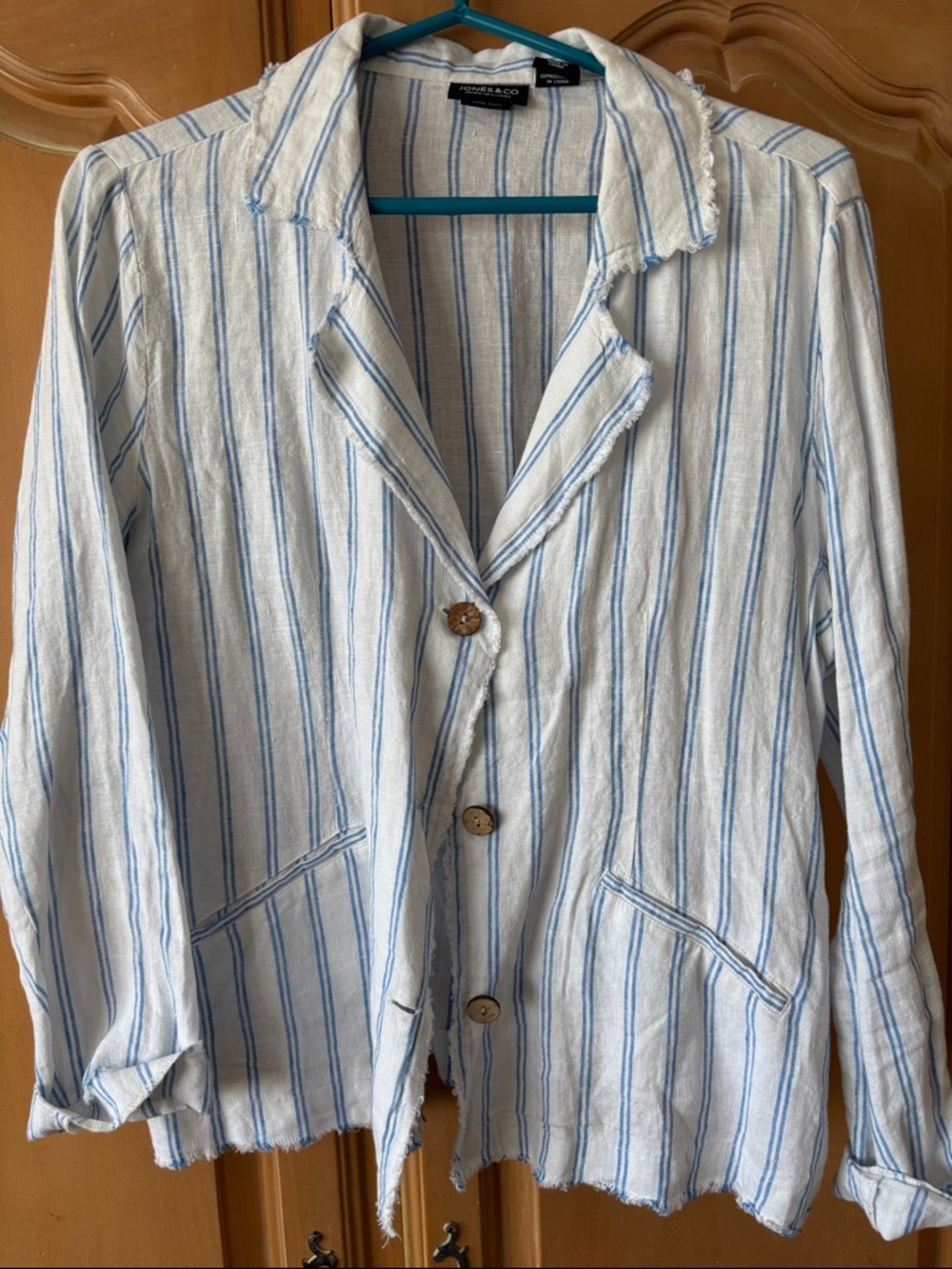 Mossimo Supply Co. White Blazer with Light Blue Stripes
